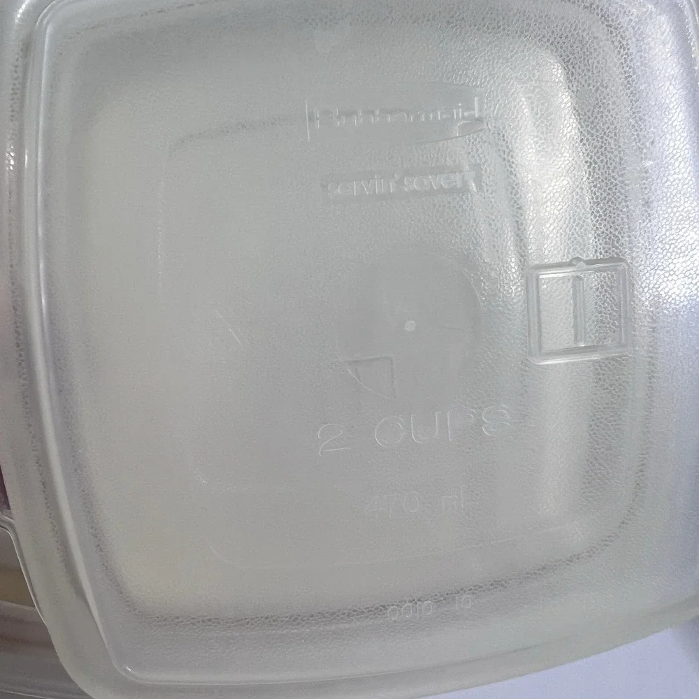 Vintage Rubbermaid Servin Saver #1 - 2 Cups - Lot Of 2 Sandwich‎ w Lids Almond